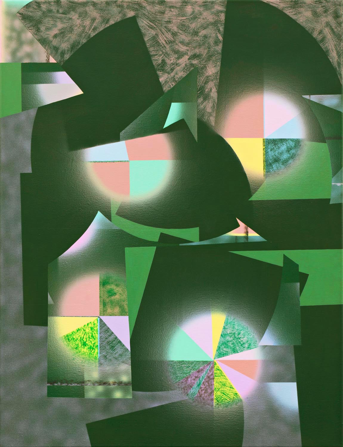 grünes Pastellbild . 2012 . 94 x 72 cm . Acryl auf Baumwolle