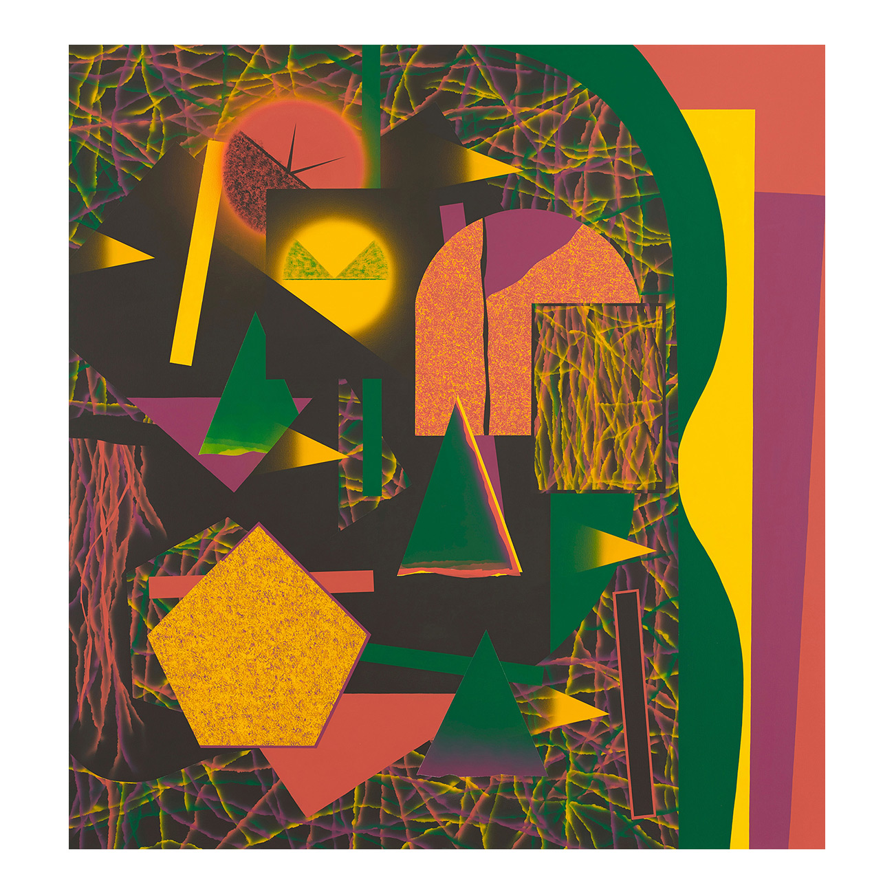 Schulterhöhe/rötliches Gelb . 2019 . 180 x 170 cm . Acryl auf Baumwolle