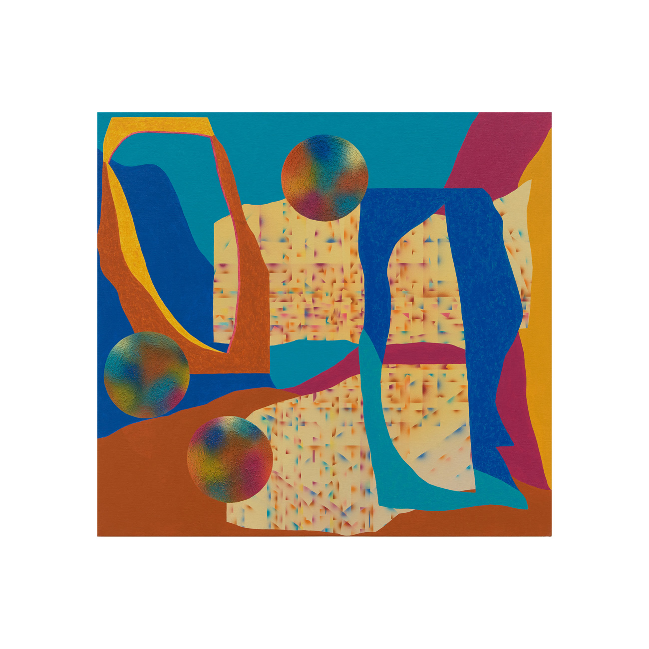Aufsteigen und Fallen/Pixel . 2021 . 70 x 75 cm . Acrylic on canvas