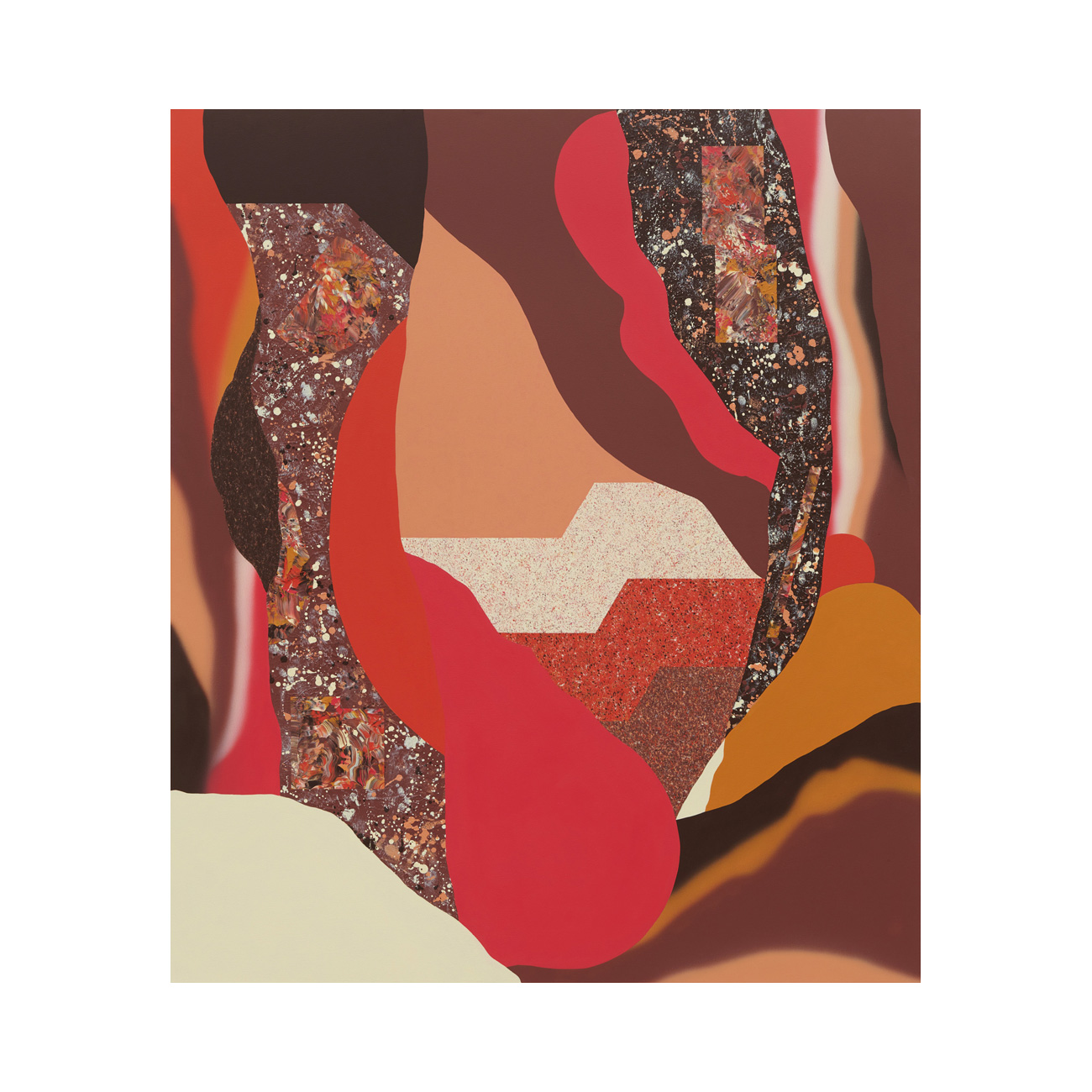 Verschiebung/rot-braun . 2021 . 140 x 120 cm . Acrylic on canvas