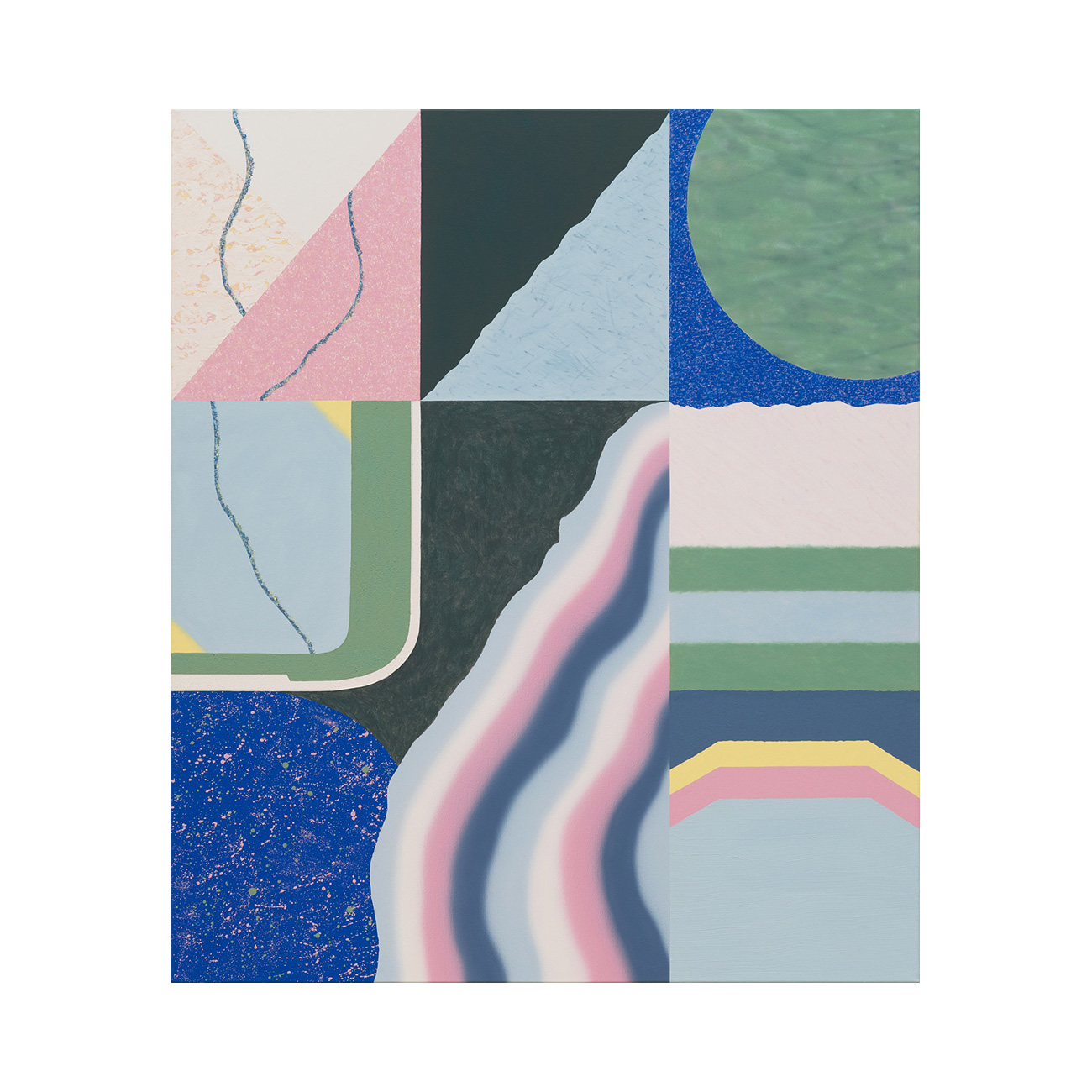 graugrau blaugelb / Gitterbild . 2023 . 140 x 120 cm . Acrylic on canvas