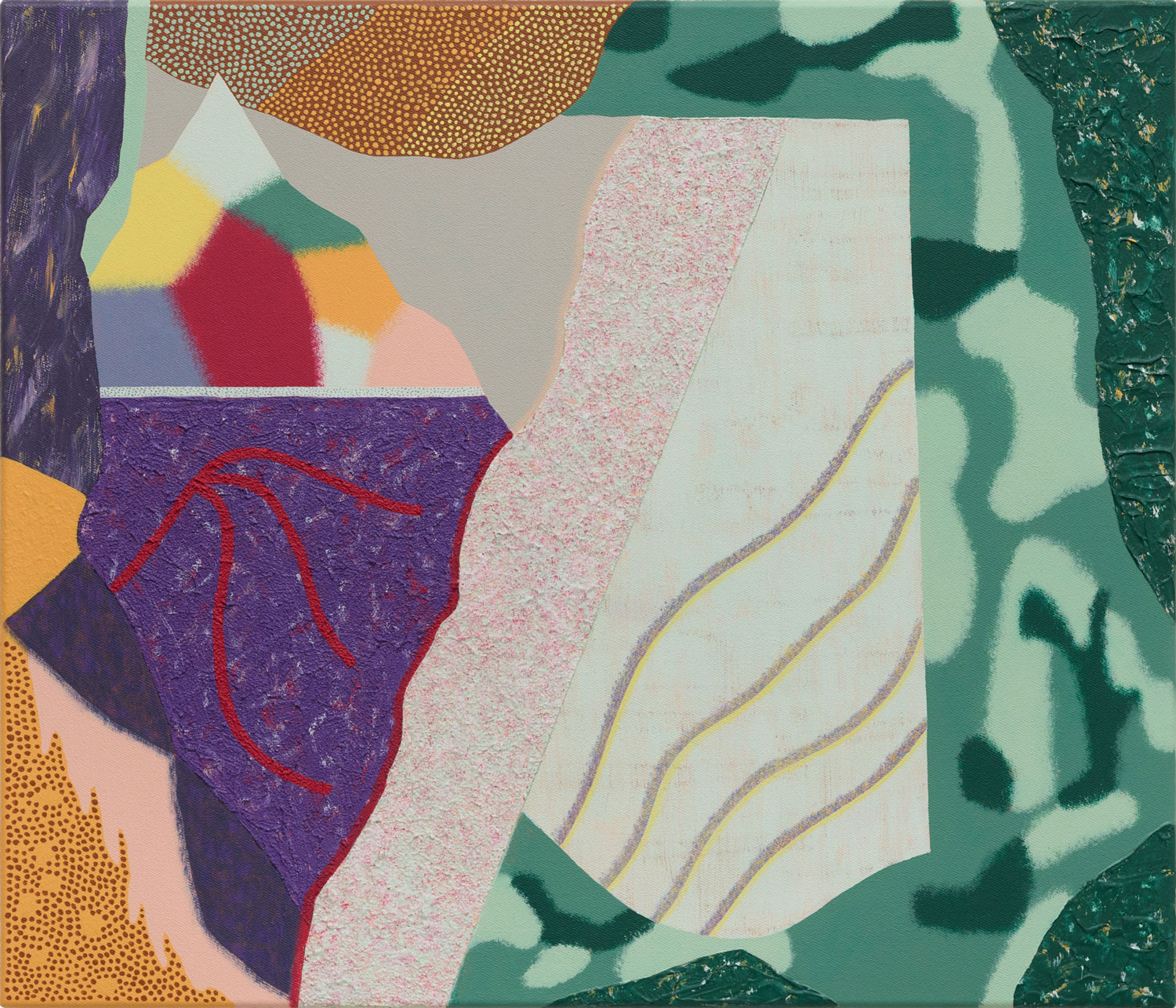 Botanical Adventure . 2024 . 65 x 70 cm . Acrylic and sand on canvas