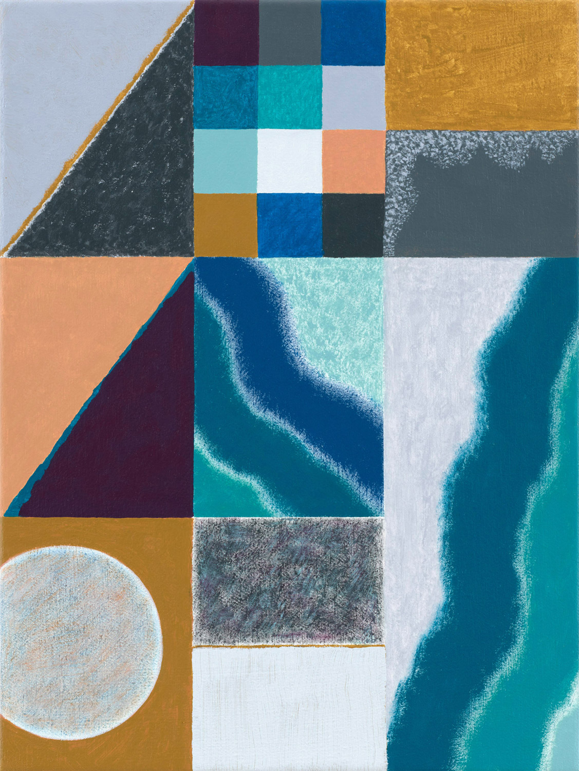 Grid Painting small No 3 . 2025 . 40 x 30 cm . Acrylic and sand on canvas