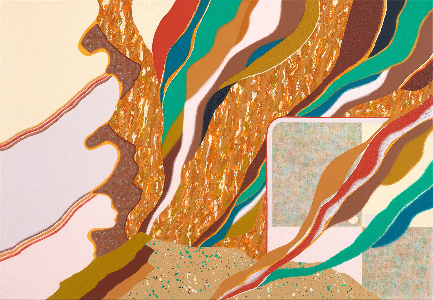 Warmth / CremeWhite . 2026 . 90 x 130 cm . Acrylic, Sand and Modelling Paste on Canvas